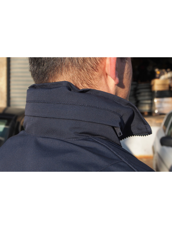 blouson microporeux, doublure en softshell, capuche col, bande gitane police municipale