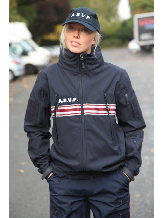 blouson softshell bandes bordeaux, identifiant asvp