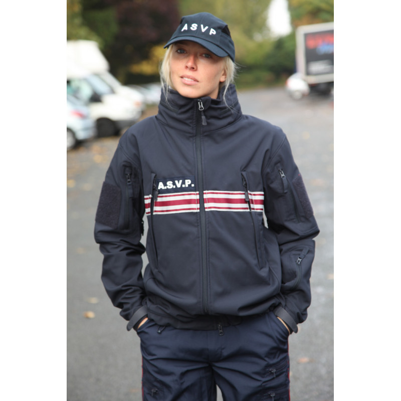 blouson softshell bandes bordeaux, identifiant asvp