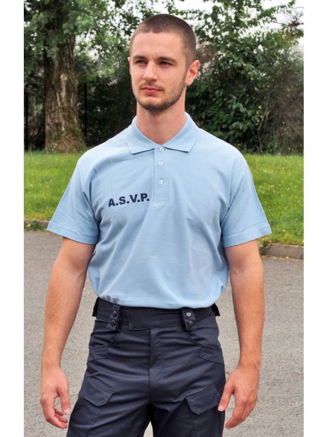 polo coton manches courtes bleu ciel asvp