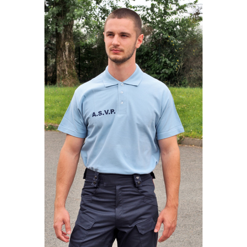 polo coton manches courtes bleu ciel asvp