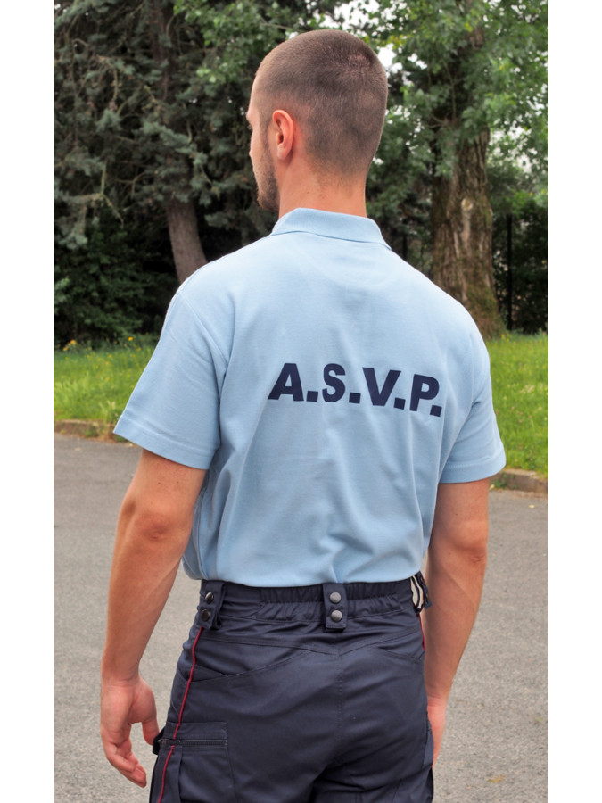 polo coton manches courtes bleu ciel asvp