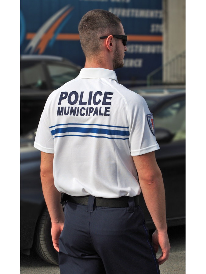 polo coolmax blanc col zip manches courtes