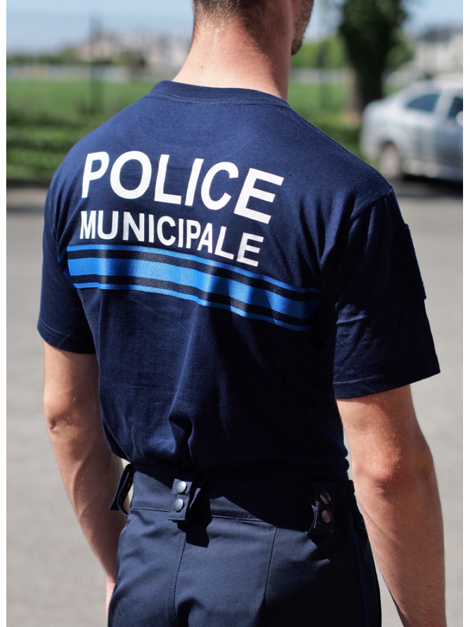 tee shirt coton police municipale bande gitane intégre dans le tissu coton
