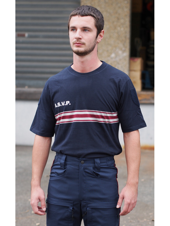TEE SHIRT 100% COTON BANDES BORDEAUX ASVP